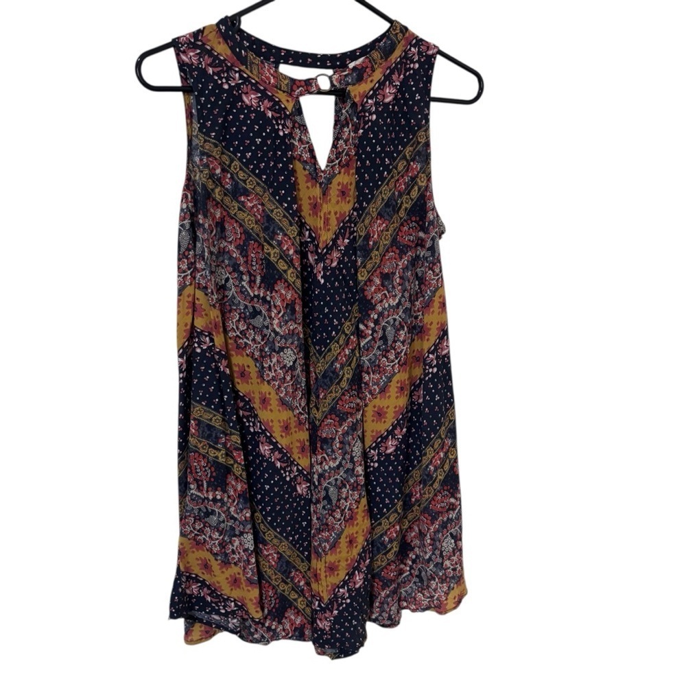 Umgee Bohemian Aztec paisley Sleeveless Dress with Keyhole Neckline size S